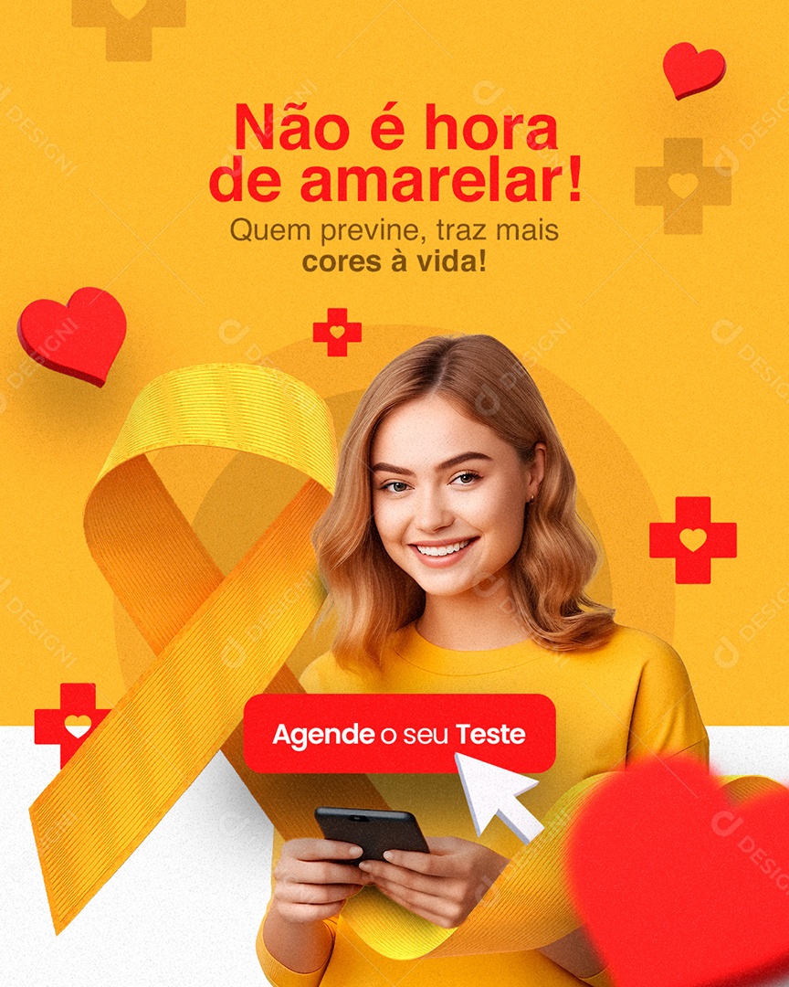 Campanha Publicitária Julho Amarelo Não É Hora De Amarela Social Media PSD Editável