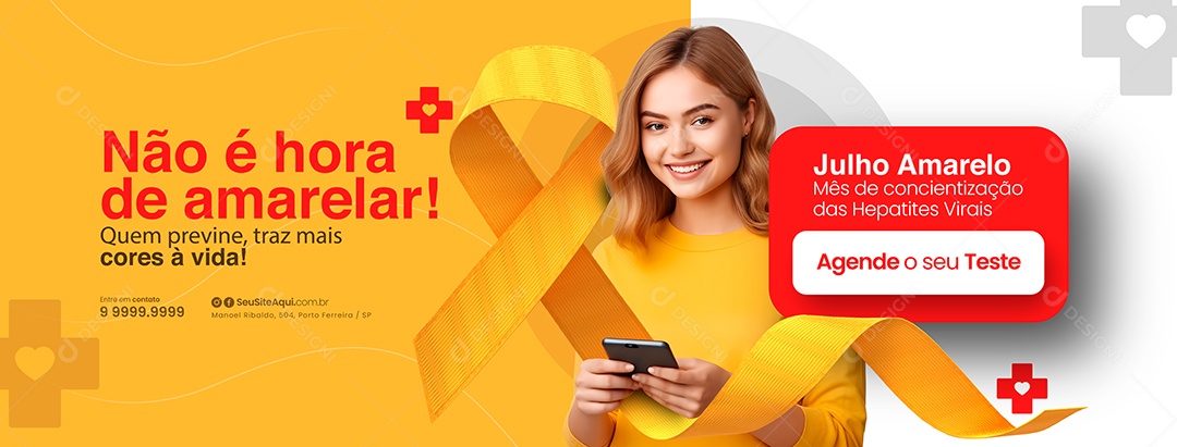 Campanha Publicitária Julho Amarelo Não é Hora De Amarelar Social Media PSD Editável