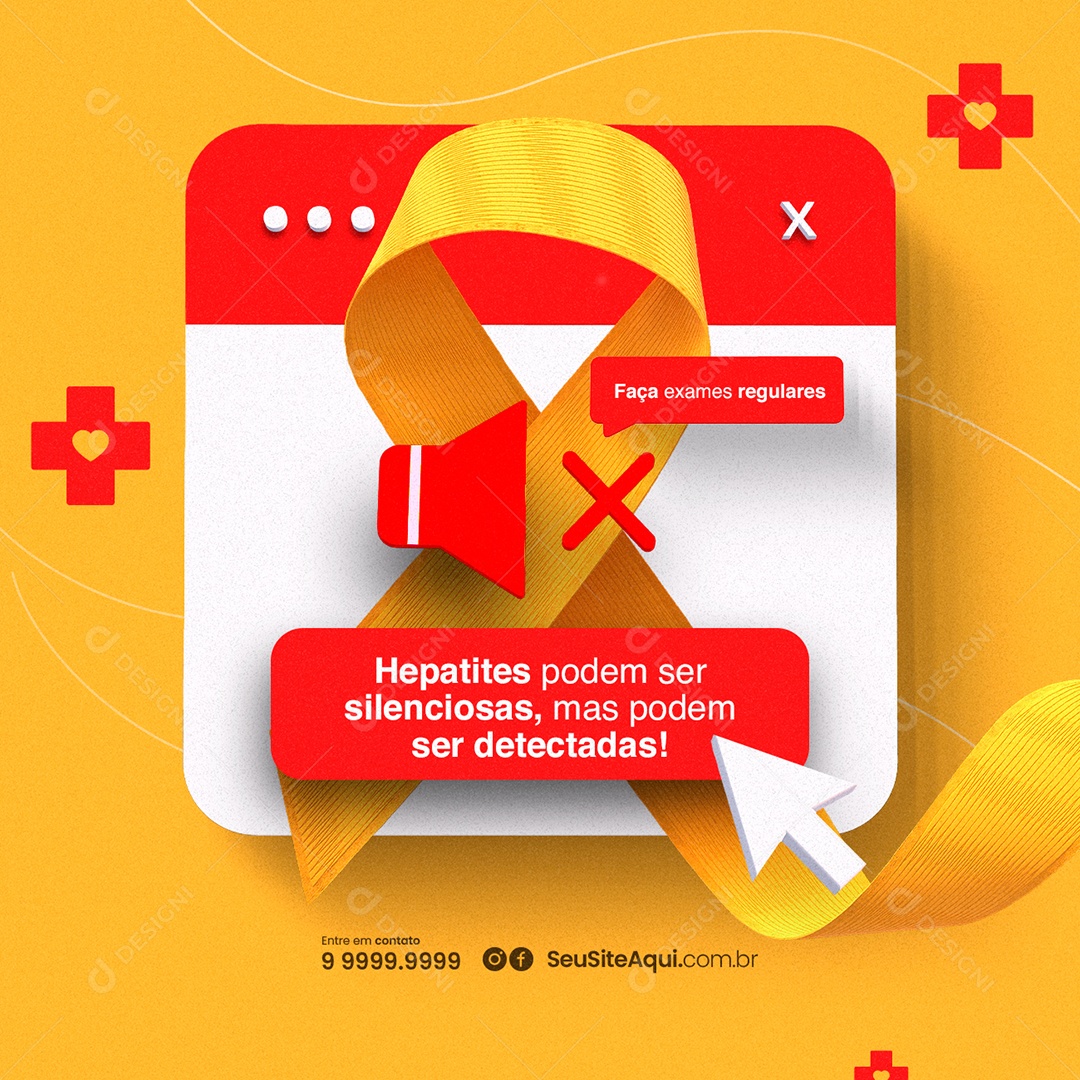 Campanha Publicitária Julho Amarelo Hepatites Podem Ser Silenciosas Social Media PSD Editável