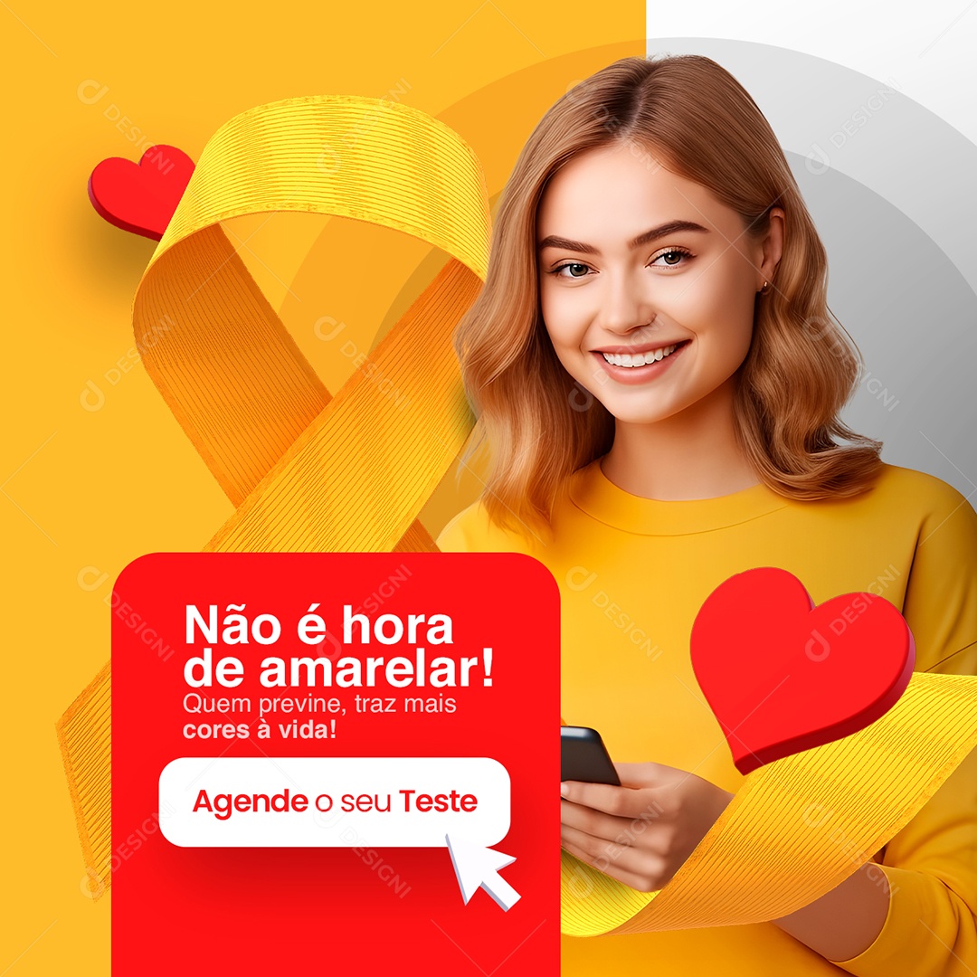 Campanha Publicitária Julho Amarelo Não é Hora De Amarelar Social Media PSD Editável