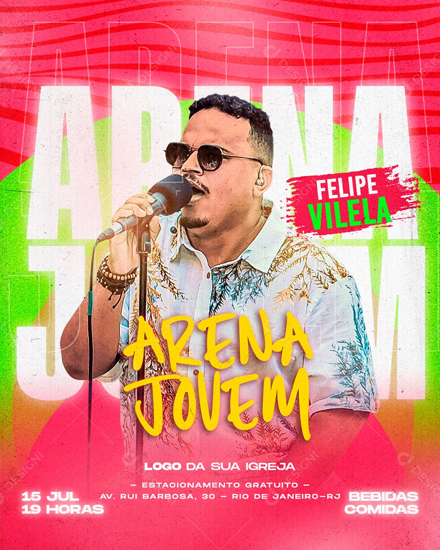 Social Media Flyer Arena Jovem Felipe Vilela PSD Editável