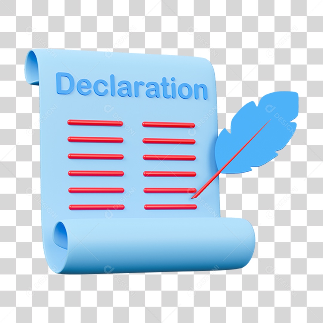 Elemento 3D Declaração Folha Americano para Composição PNG Transparente