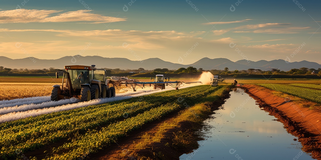 Pantanal com áreas de cultivo de algodão e milho, paisagem repleta de rios e fauna exótica.