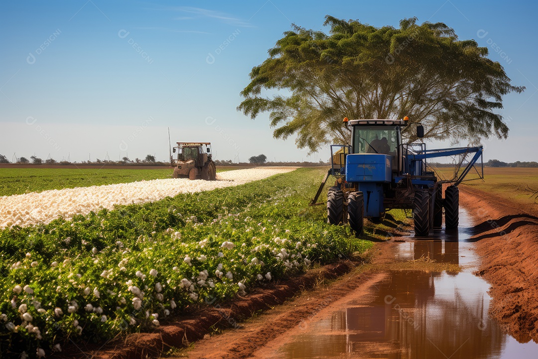 Pantanal com áreas de cultivo de algodão e milho, paisagem repleta de rios e fauna exótica..