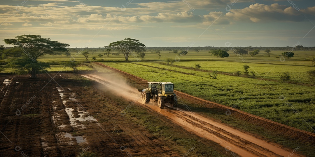 Pantanal com áreas de cultivo de algodão e milho, paisagem repleta de rios e fauna exótica.