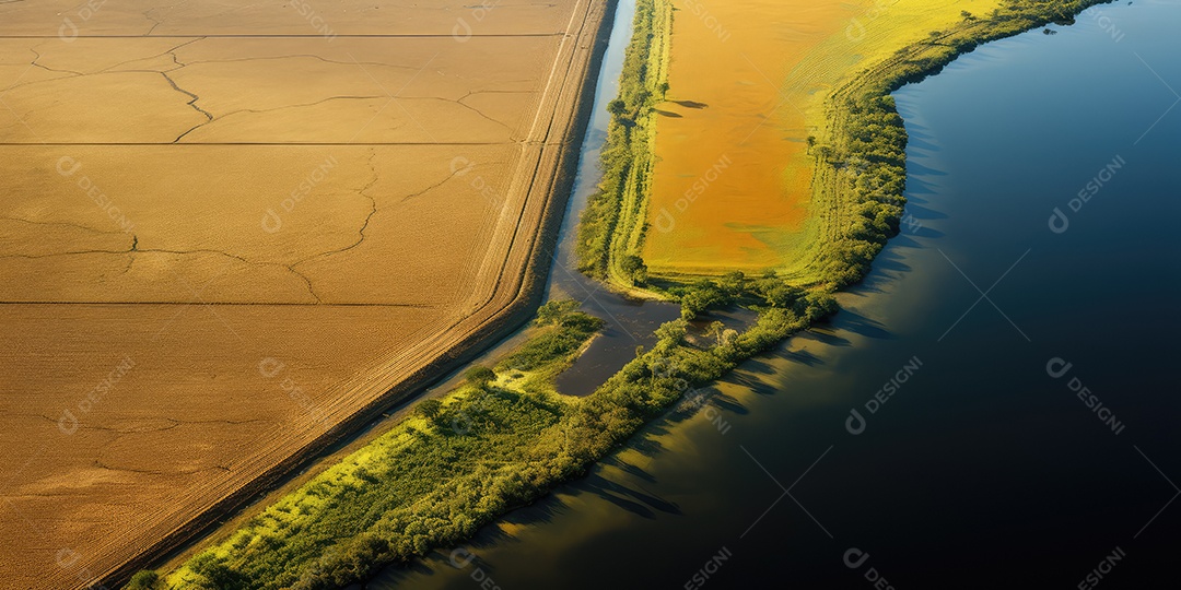 Pantanal com áreas de cultivo de algodão e milho, paisagem repleta de rios e fauna exótica.