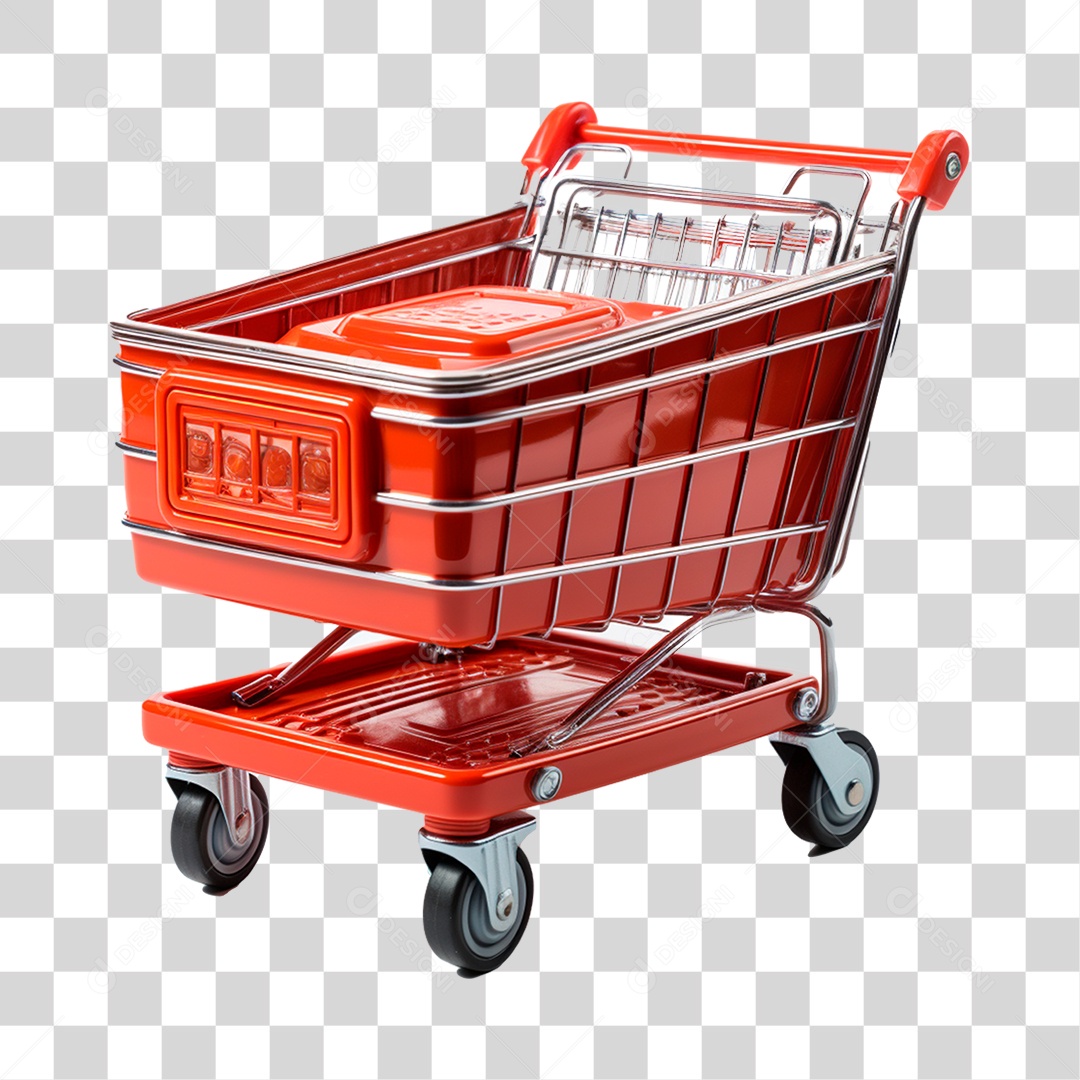 Objeto 3D Carrinho de Compras PNG Transparente