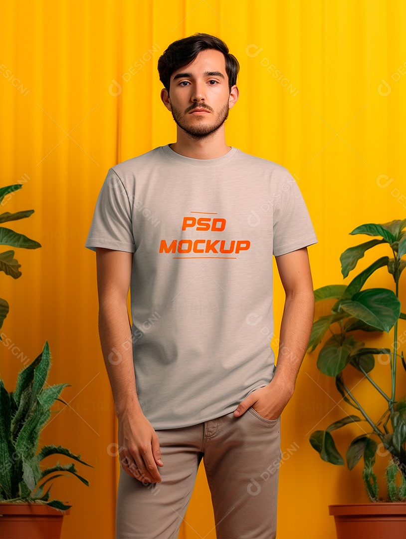 Mockup Camiseta Cinza PSD Editável