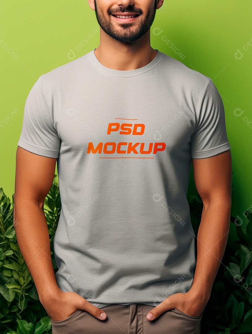 Editable Gray PSD T-shirt Mockup