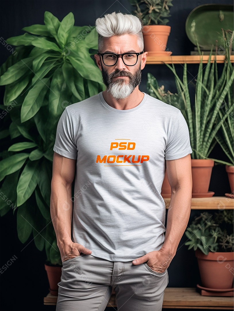 Camiseta Mockup Cinza PSD Editável