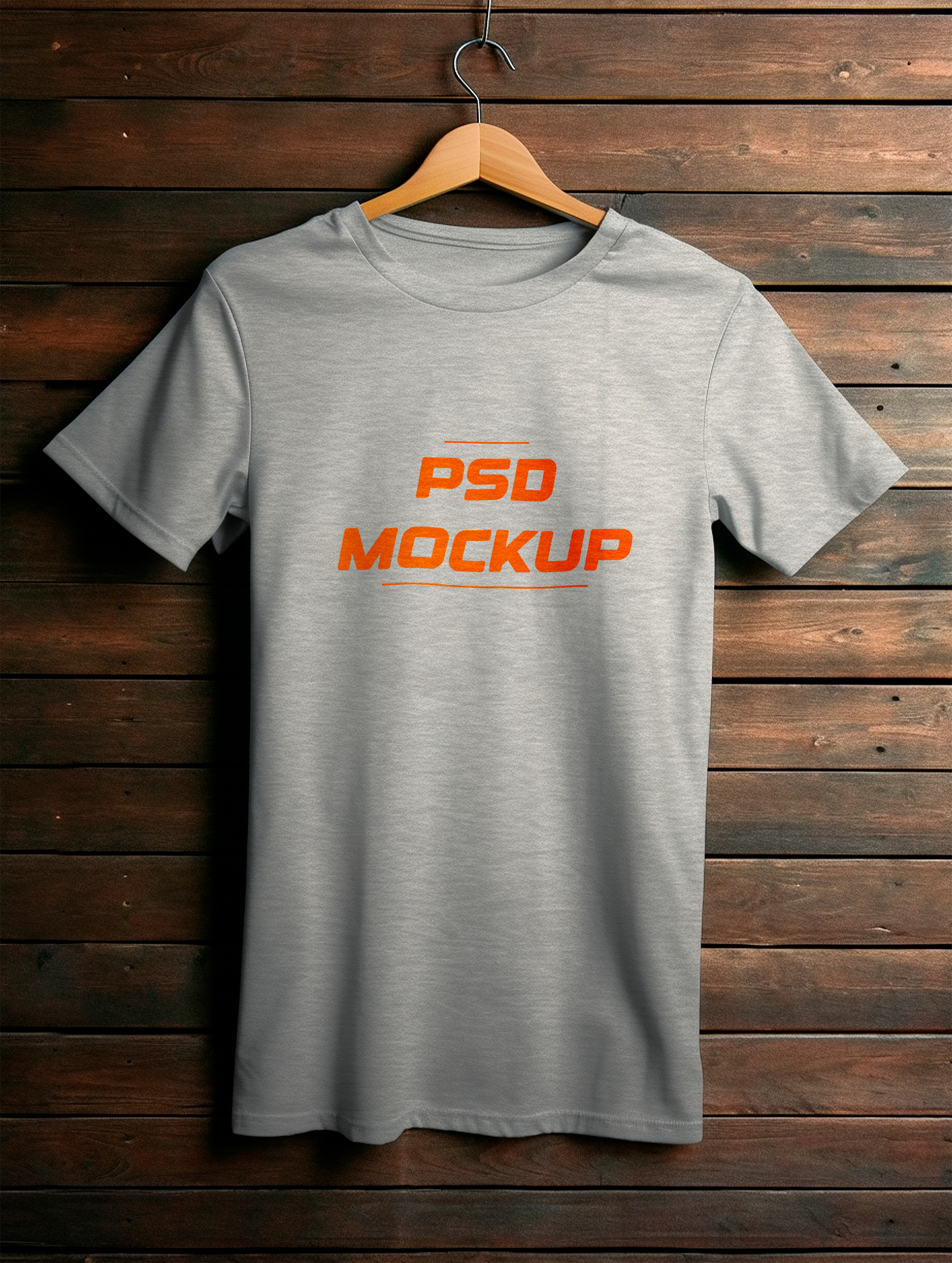 Mockup Camiseta Cinza No Cabide PSD Editável