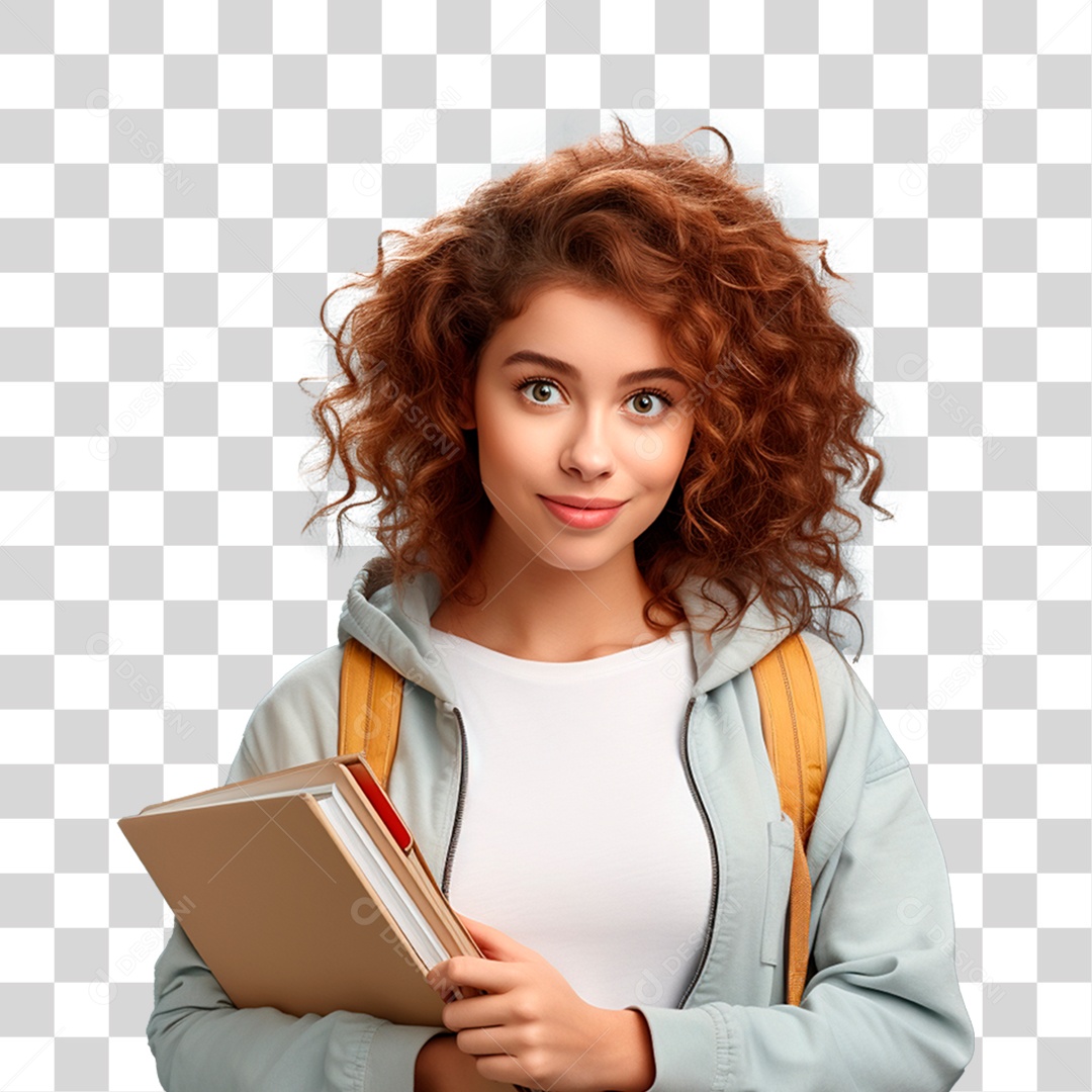 Estudante Sorrindo com Mochila nas Costas PNG Transparente