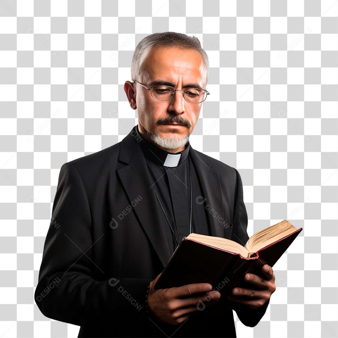 Priest Holding and Reading the Bible Transparent PNG