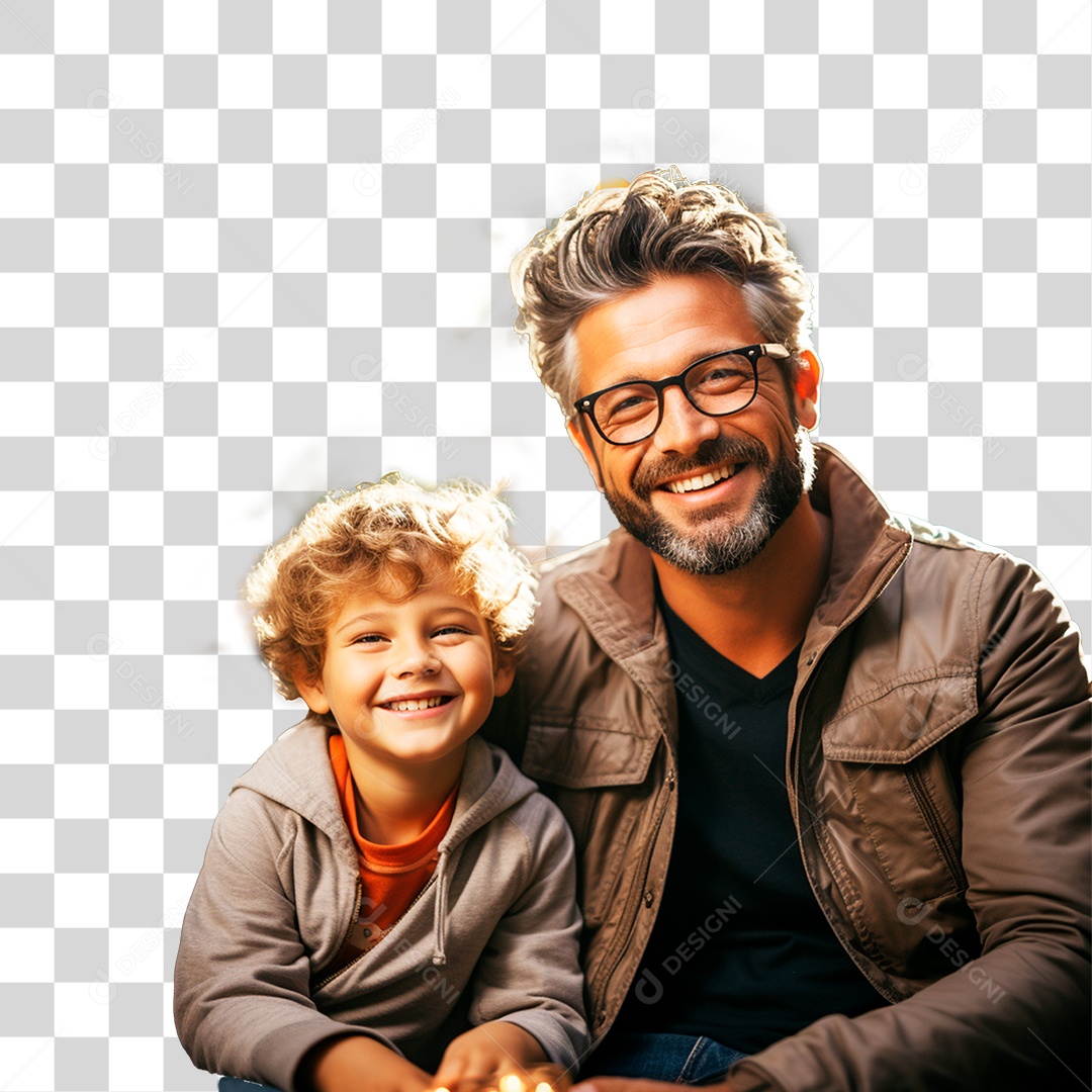 Pai e Filho Sorrindo PNG Transparente