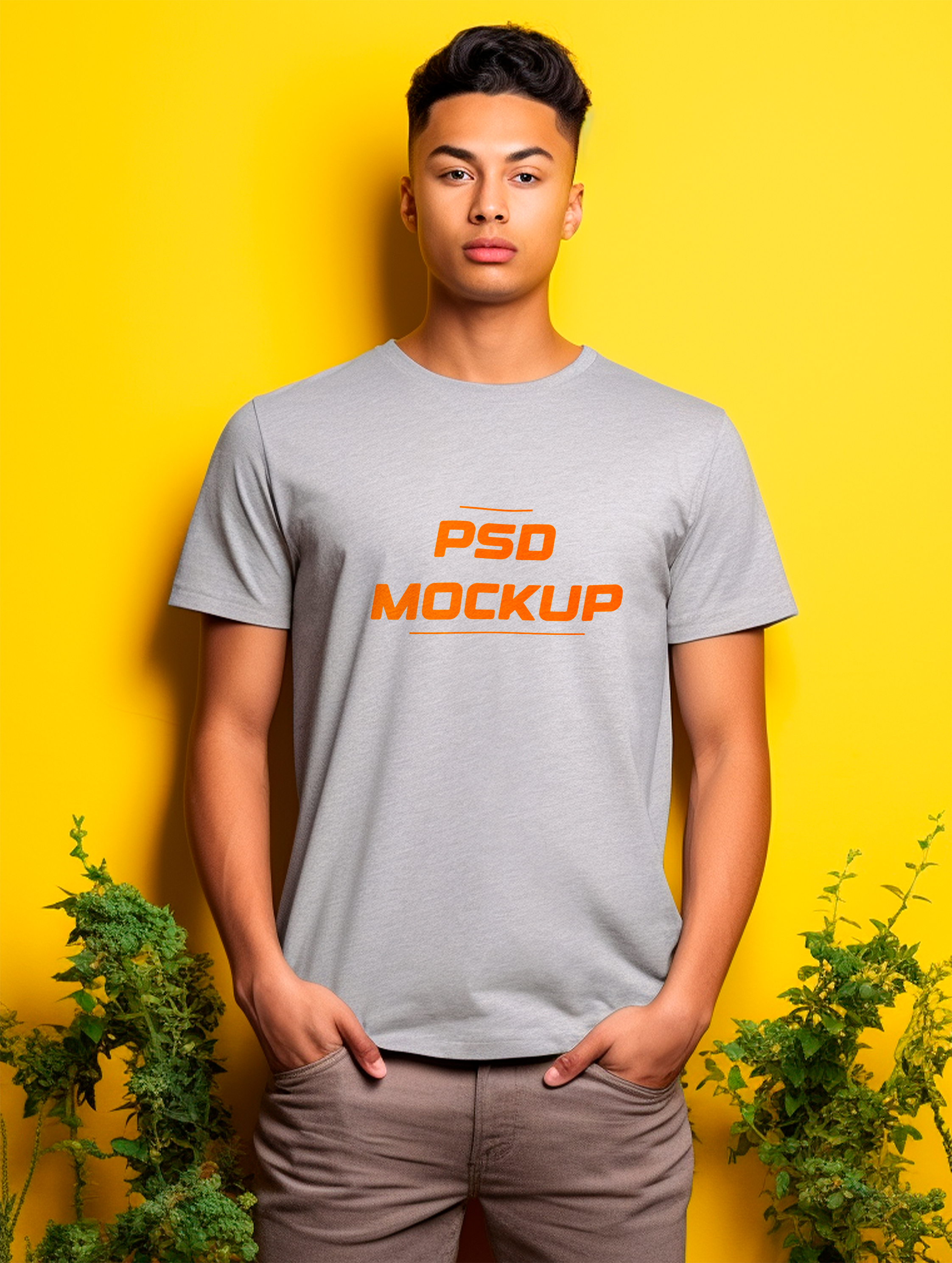 Mockup Camiseta Cinza PSD Editável