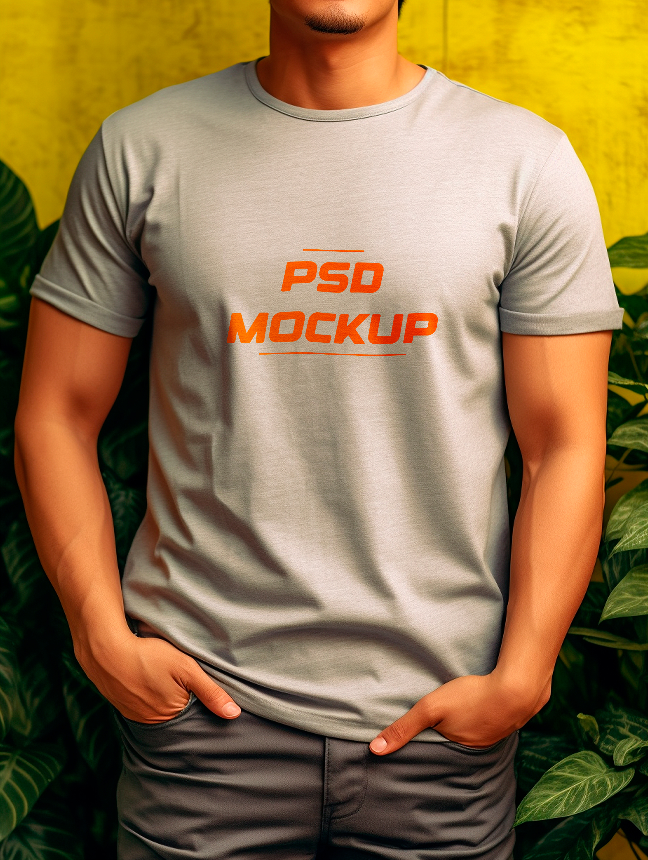 Mockup Camiseta Cinza PSD Editável