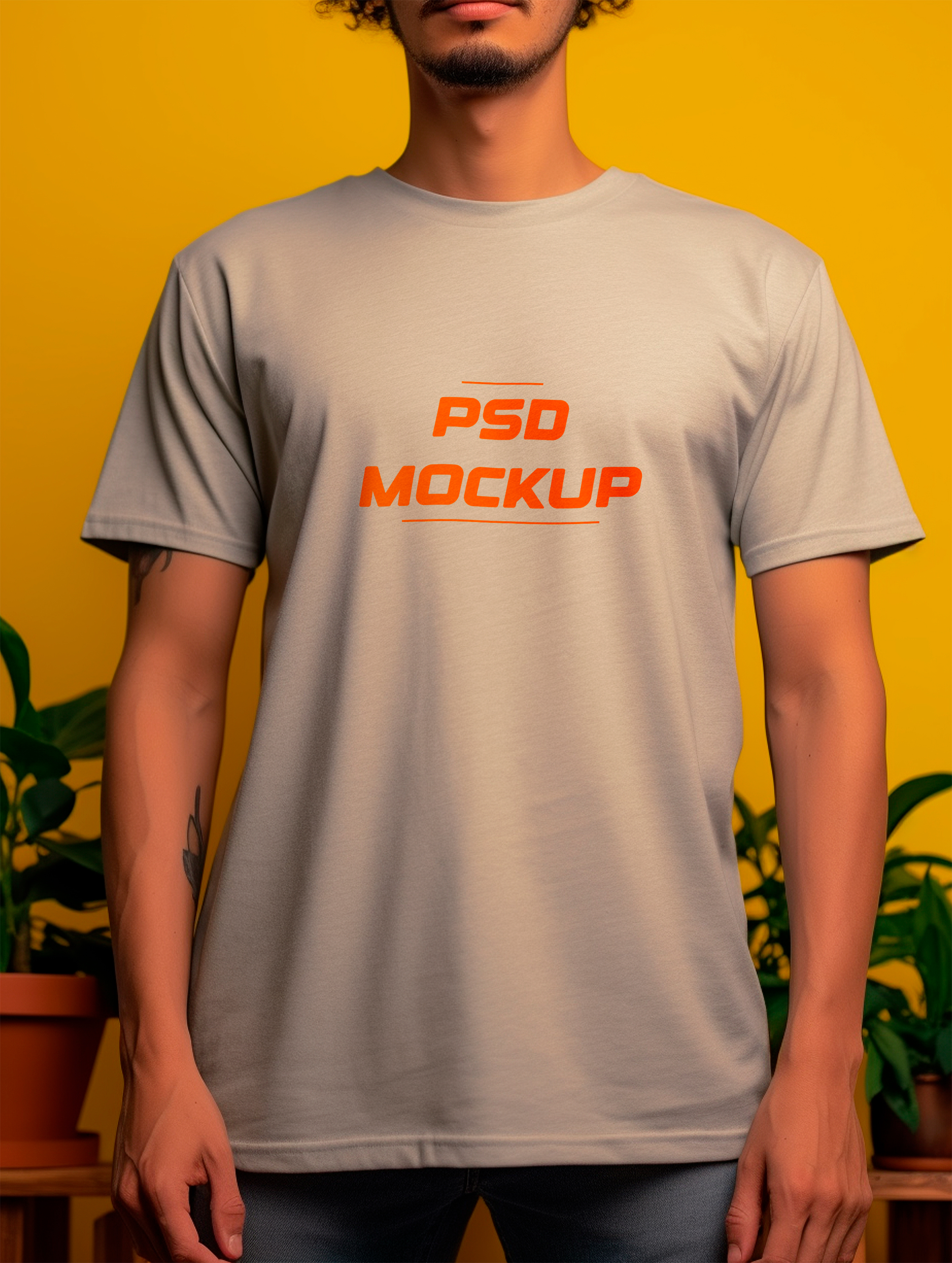 Mockup Camiseta Cinza PSD Editável