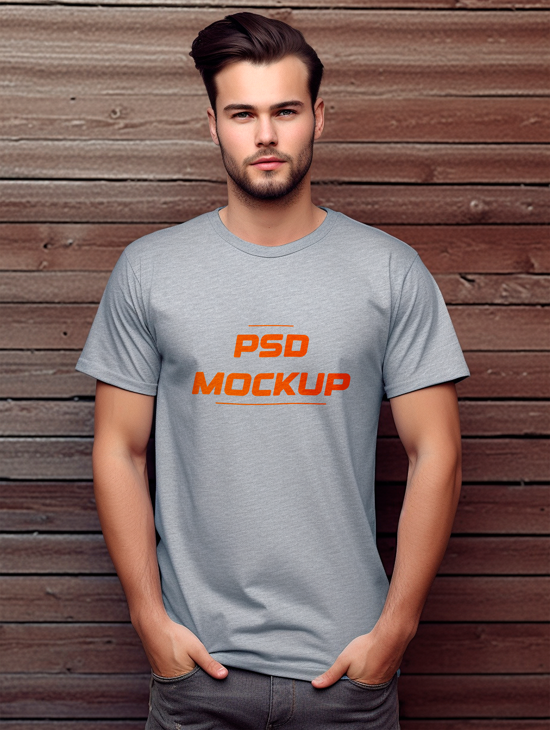 Mockup Camiseta Cinza No Cabide PSD Editável
