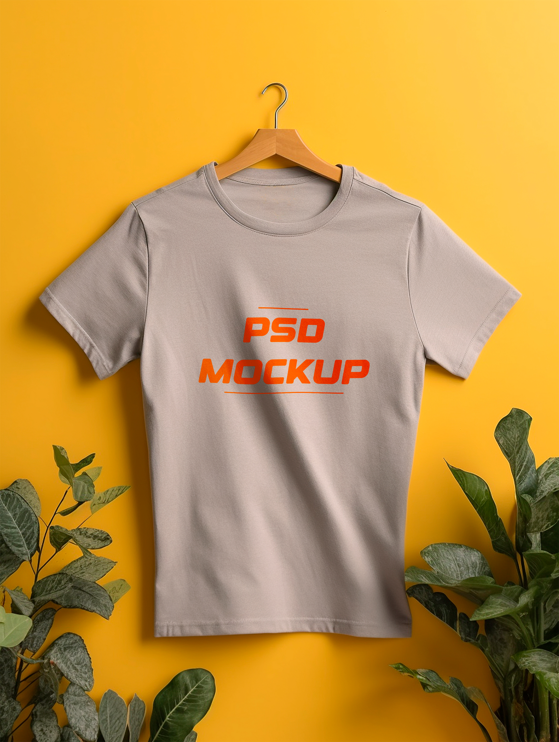 Mockup Camiseta Cinza No Cabide PSD Editável