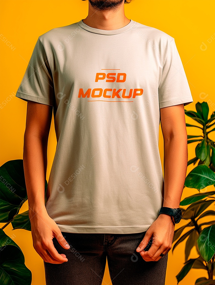 Mockup Camiseta Cinza PSD Editável