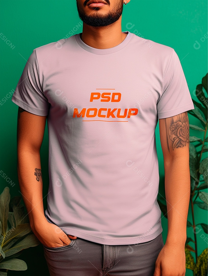 Mockup Camiseta Cinza PSD Editável