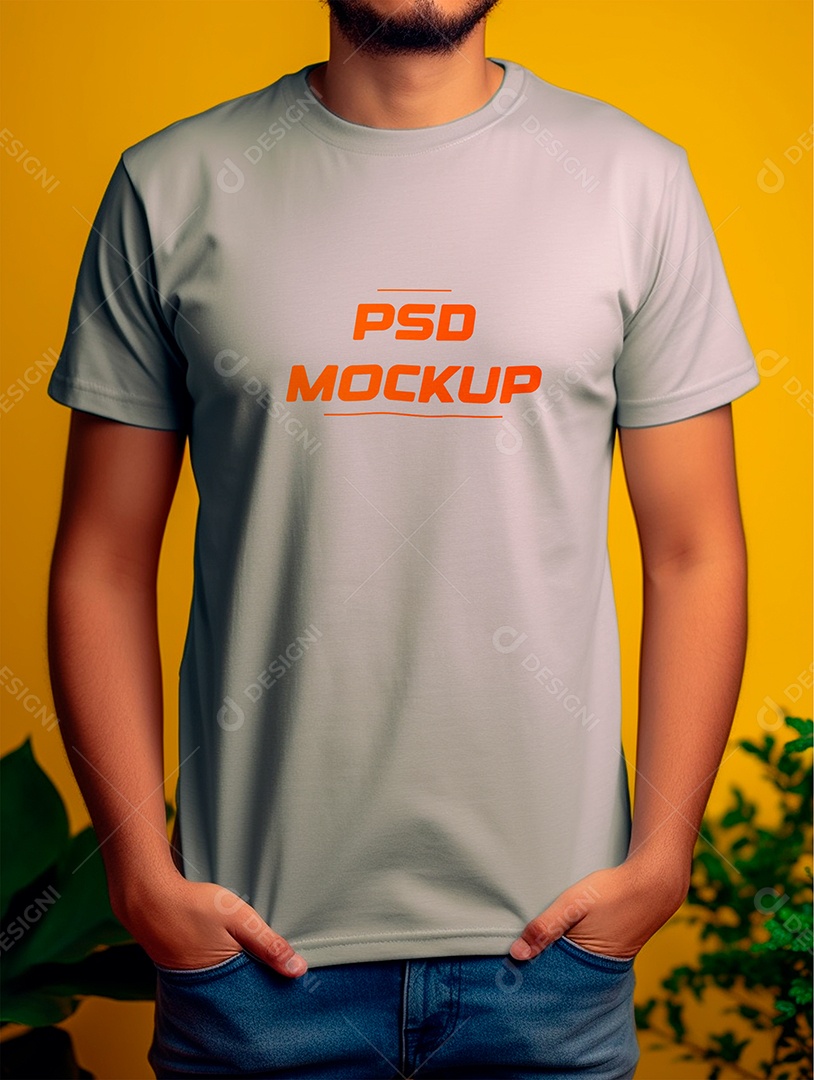 Mockup Camiseta Cinza PSD Editável