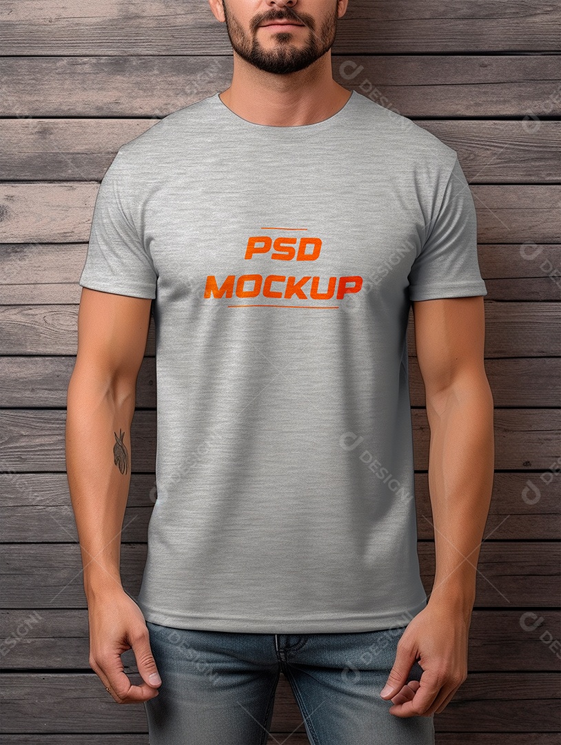 Mockup Camiseta Cinza PSD Editável
