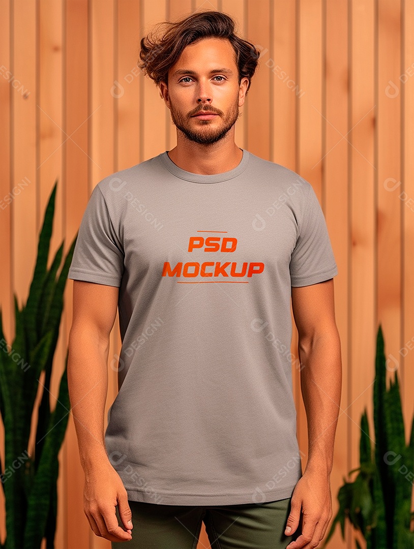 Mockup Camiseta Cinza PSD Editável