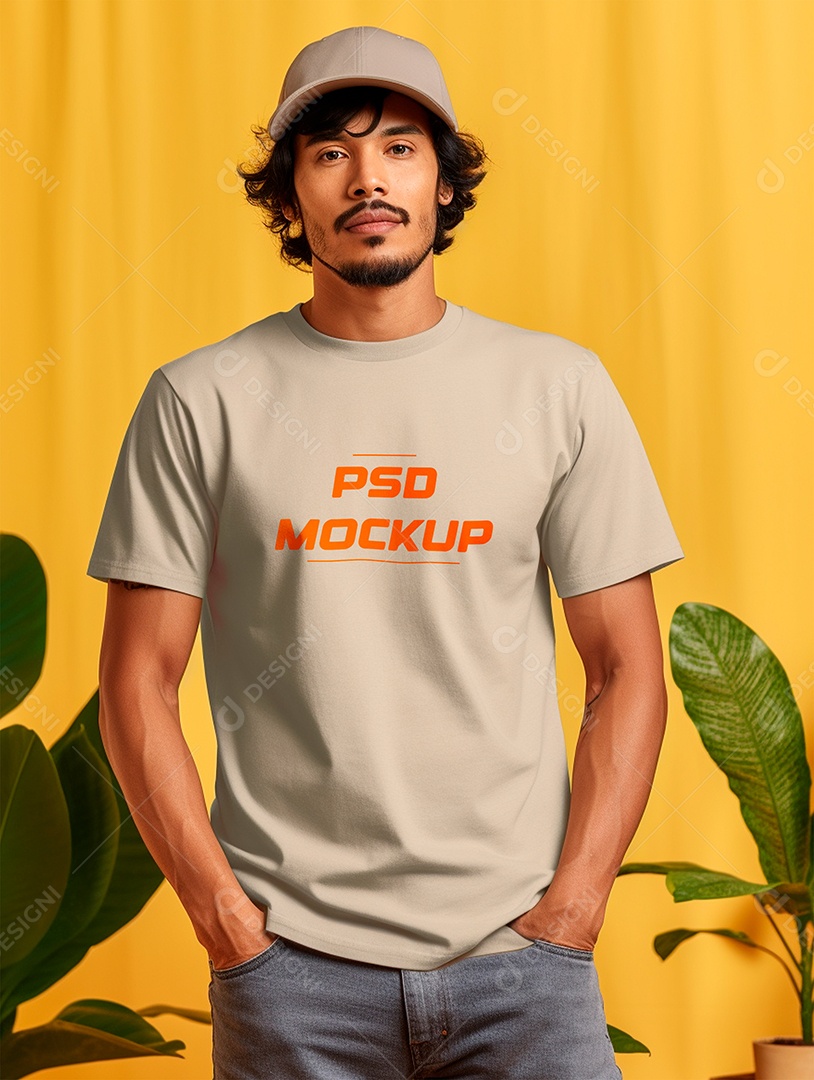 Mockup Camiseta Cinza PSD Editável