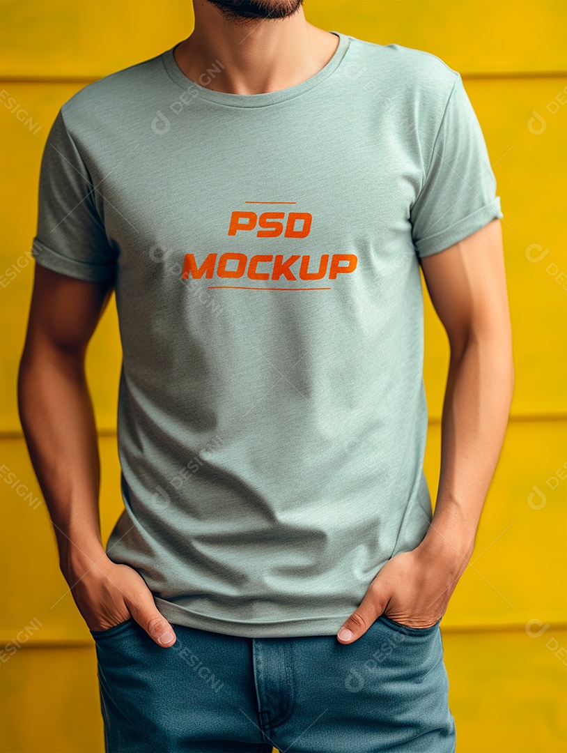 Mockup Camiseta Cinza PSD Editável