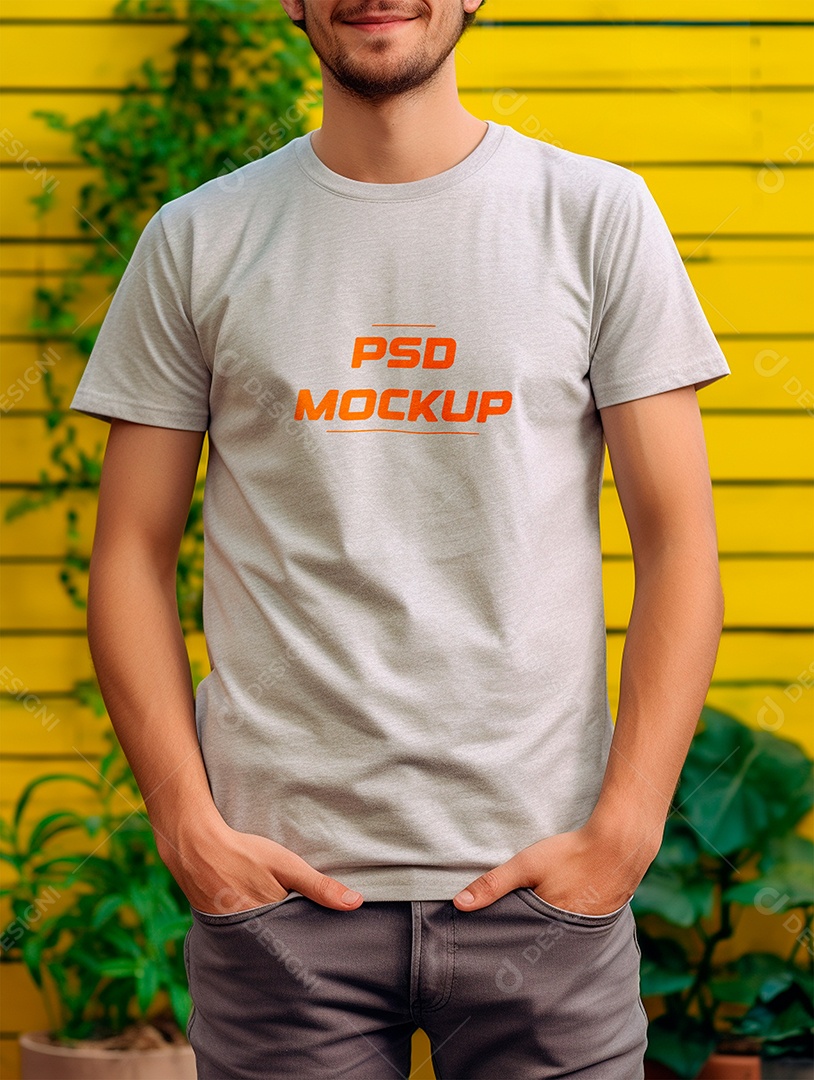 Mockup Camiseta Cinza PSD Editável