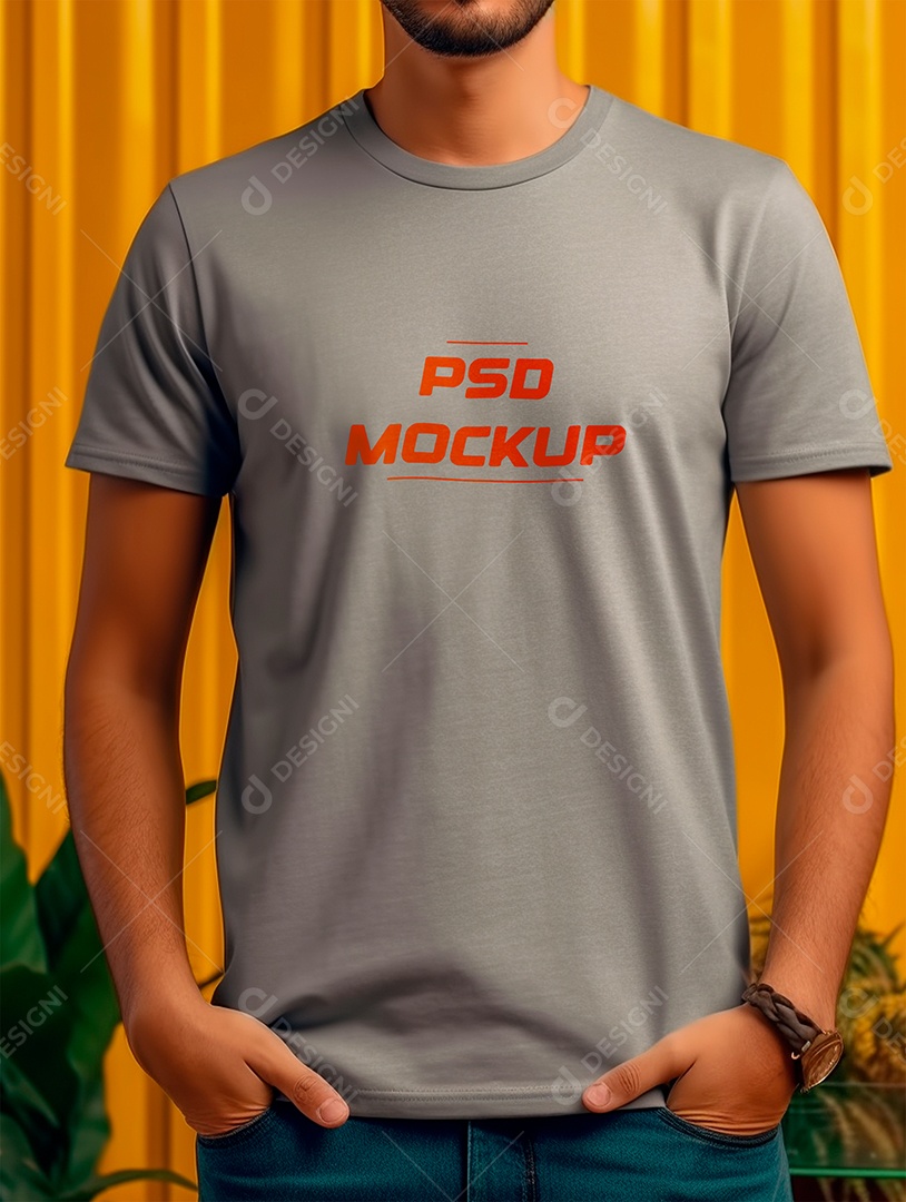 Mockup Camiseta Cinza PSD Editável