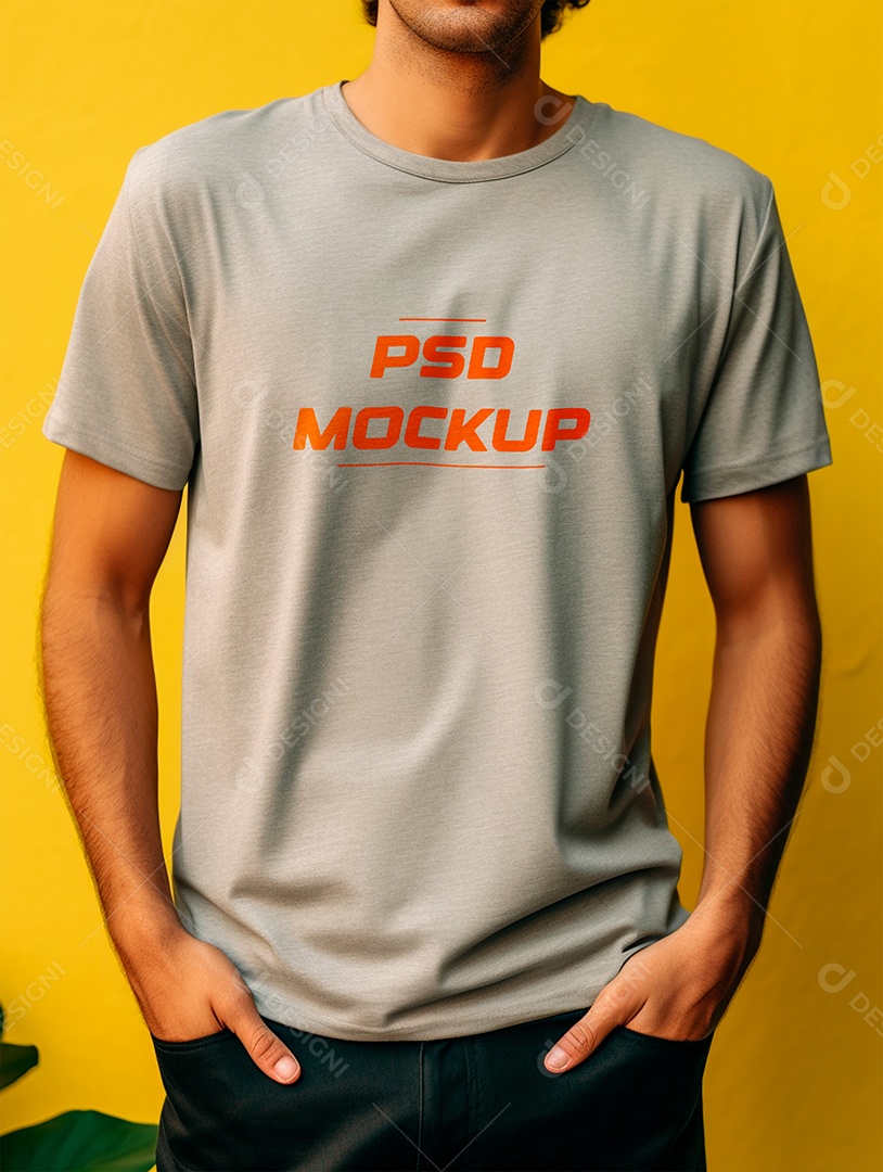 Mockup Camiseta Cinza PSD Editável