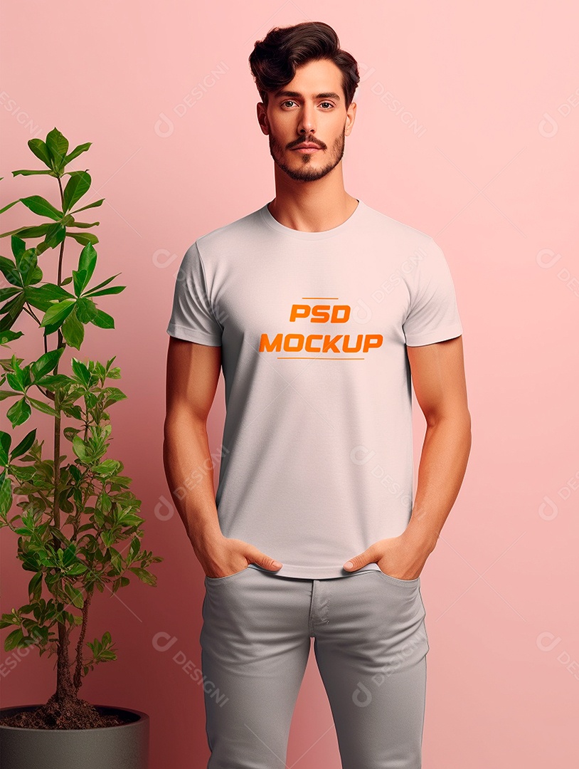 Mockup Camiseta Cinza PSD Editável