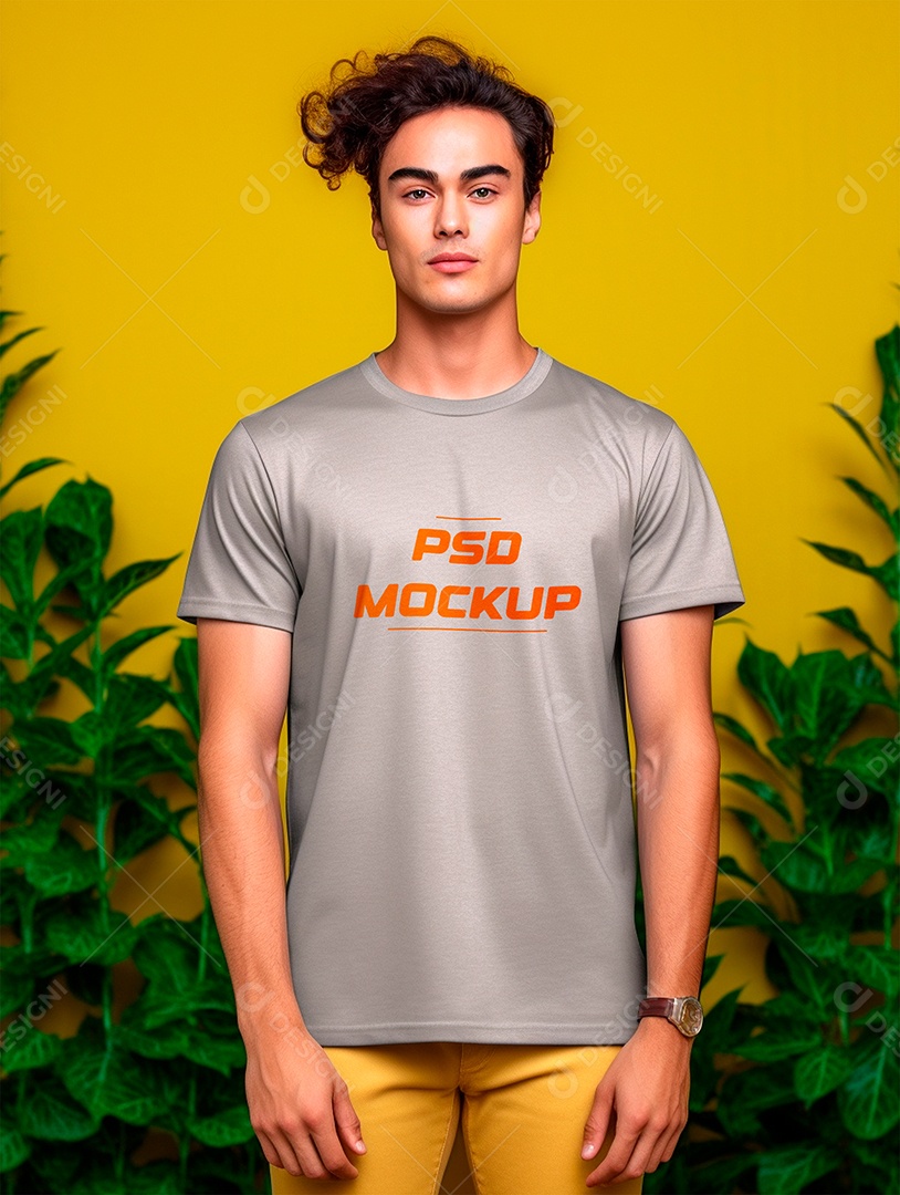 Mockup Camiseta Cinza PSD Editável