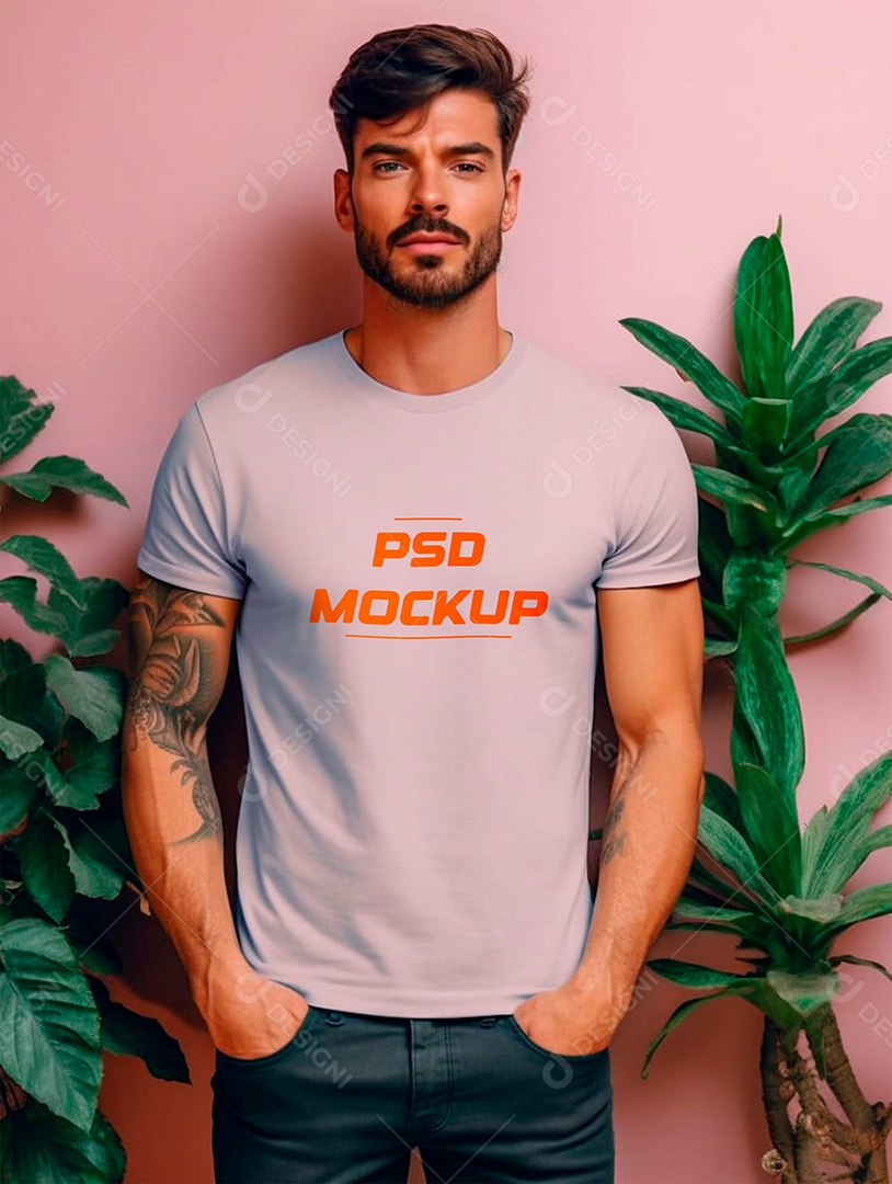 Mockup Camiseta Cinza PSD Editável