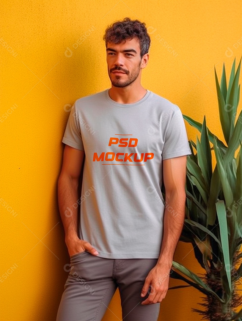 Mockup Camiseta Cinza PSD Editável