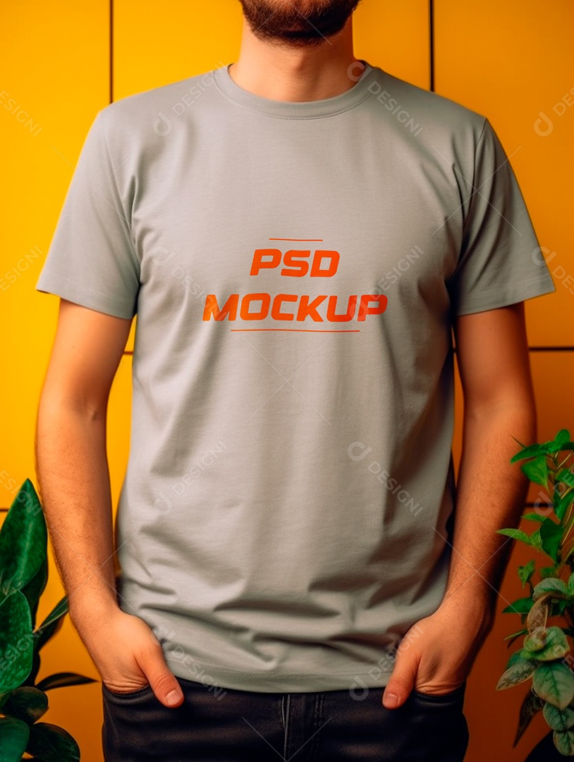 Mockup Camiseta Cinza PSD Editável