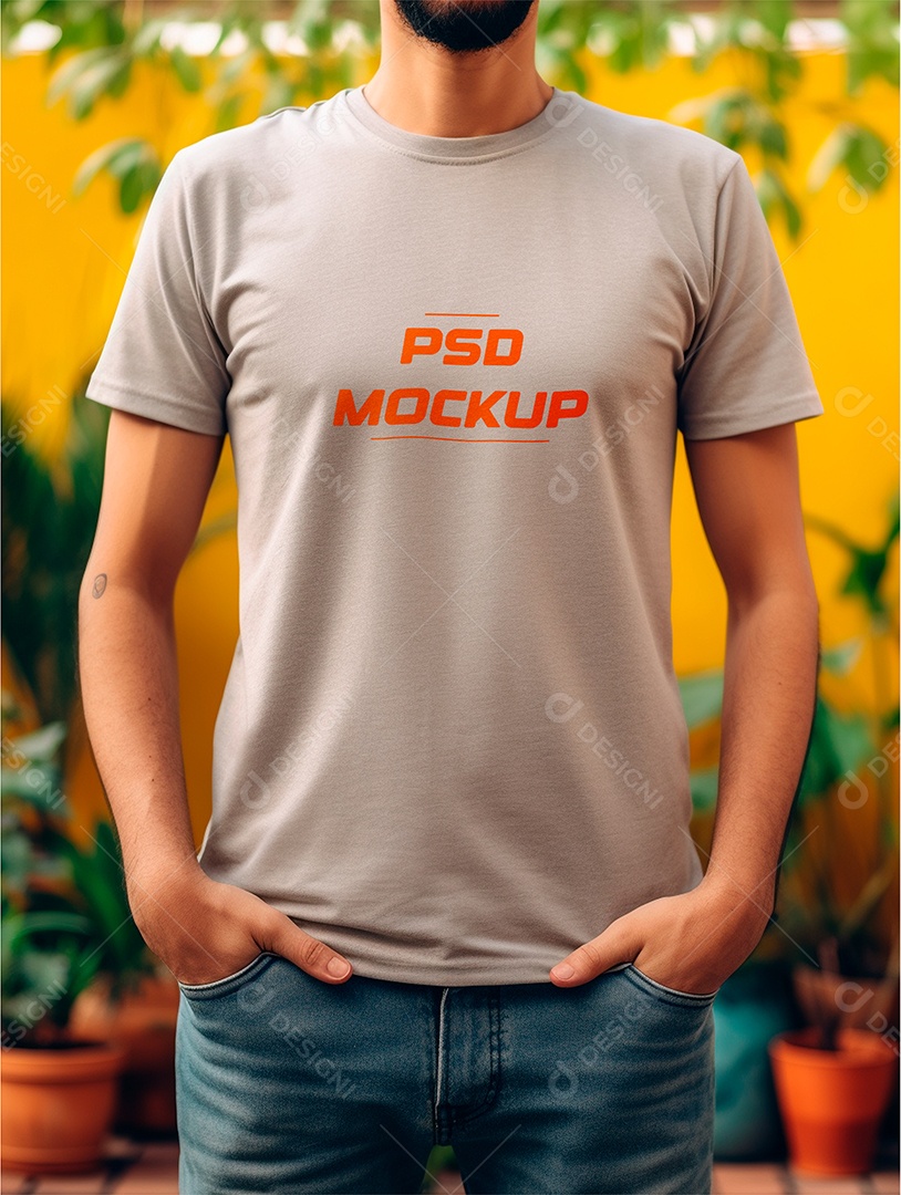 Mockup Camiseta Cinza PSD Editável