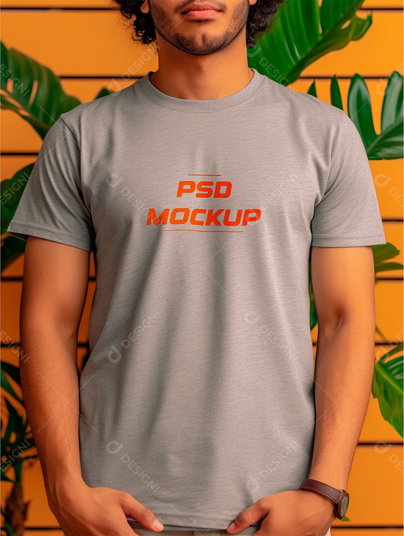 Mockup Camiseta Cinza PSD Editável