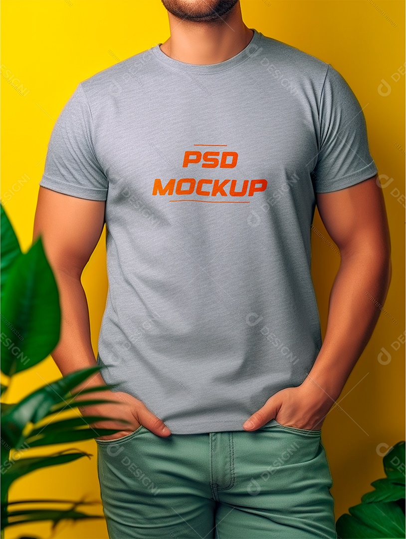 Mockup Camiseta Cinza PSD Editável