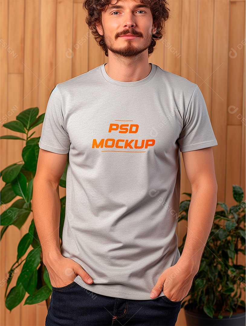 Mockup Camiseta Cinza PSD Editável