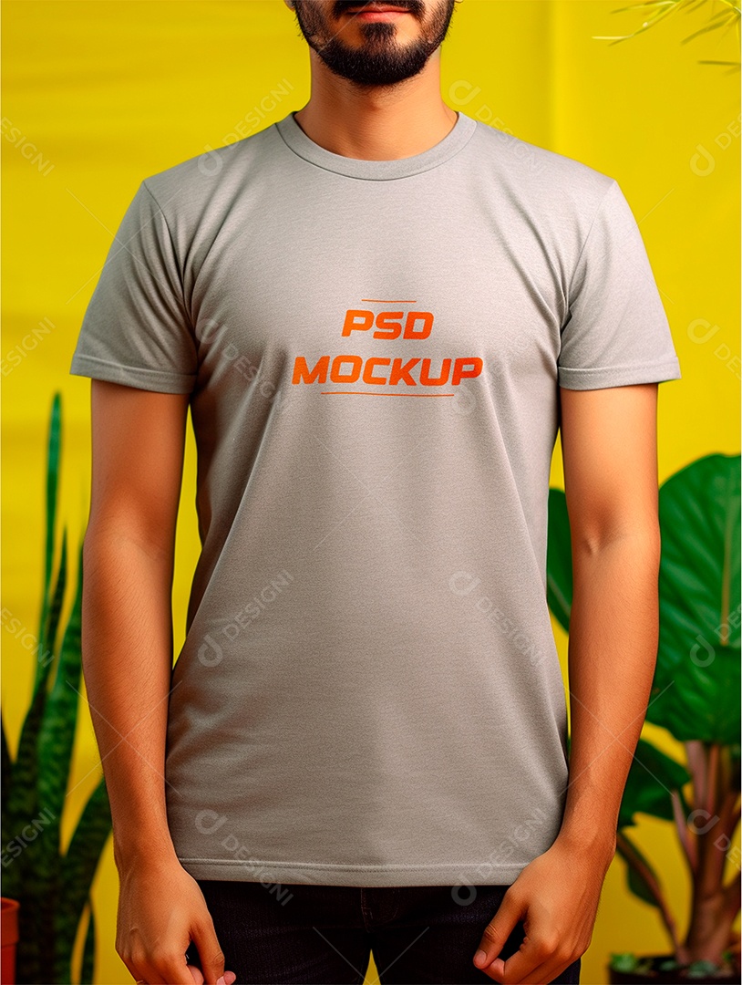 Mockup Camiseta Cinza PSD Editável
