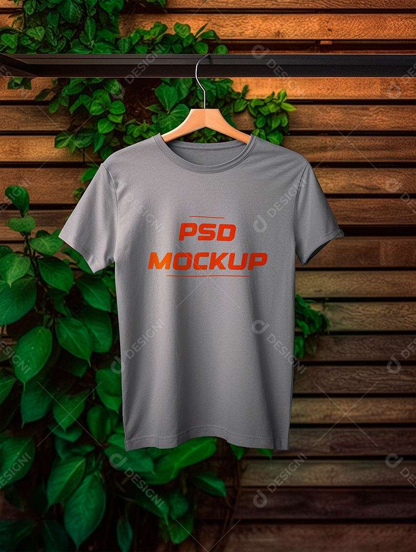 Mockup Camiseta Cinza PSD Editável