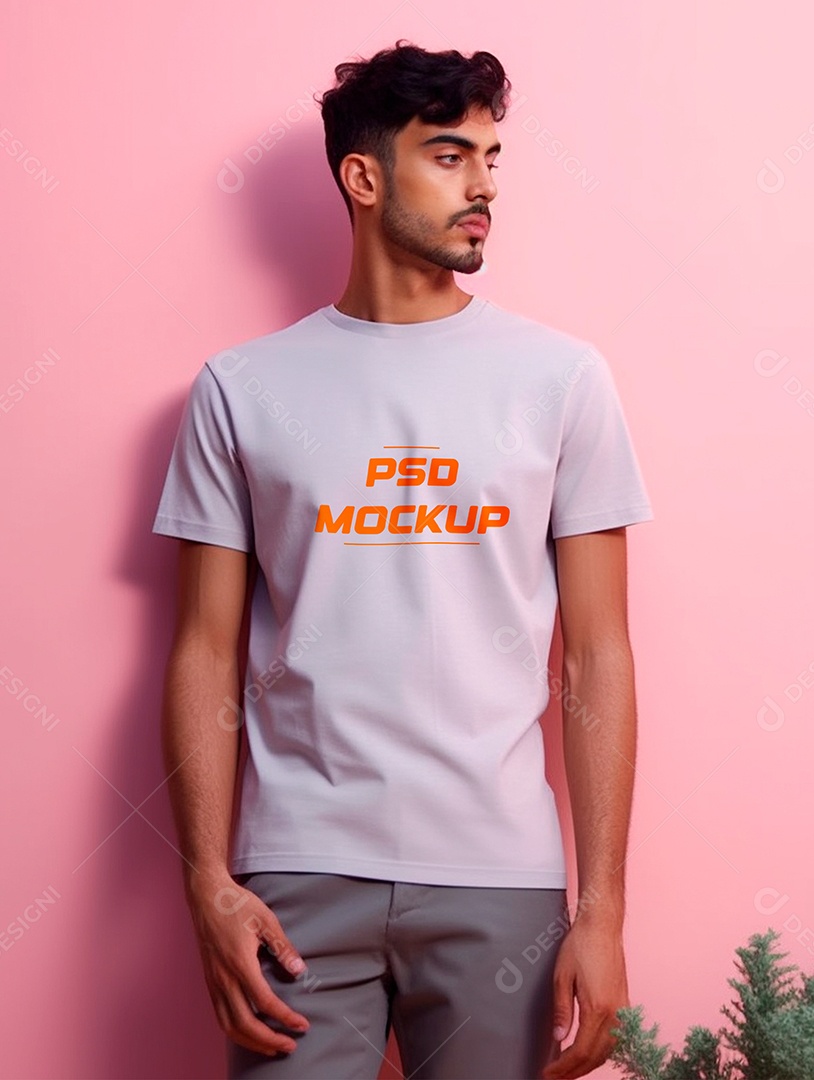 Mockup Camiseta Cinza PSD Editável