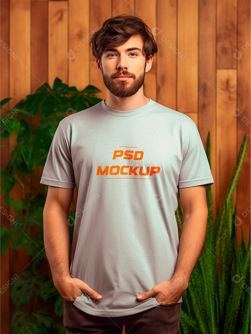 Mockup Camiseta Cinza PSD Editável