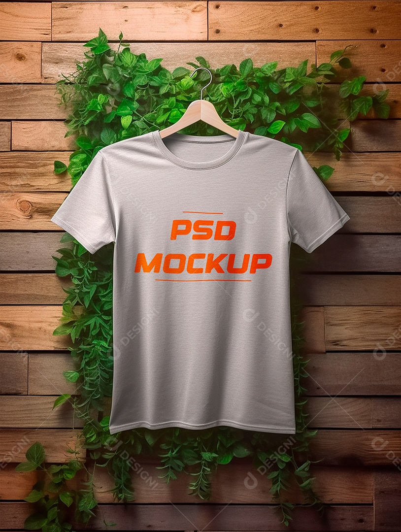 Mockup Camiseta Cinza PSD Editável