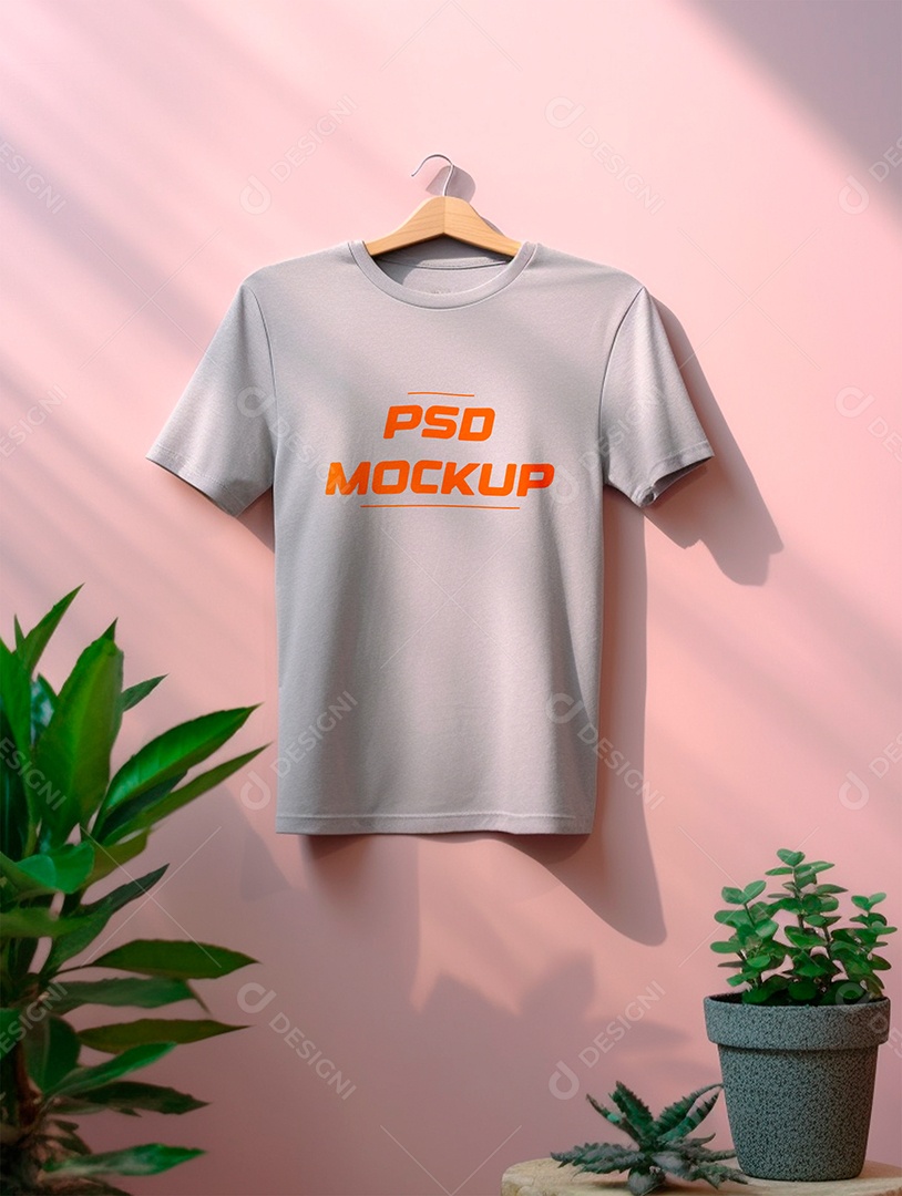 Mockup Camiseta Cinza PSD Editável