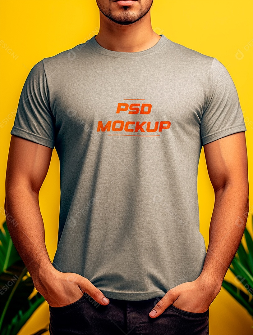 Mockup Camiseta Cinza PSD Editável