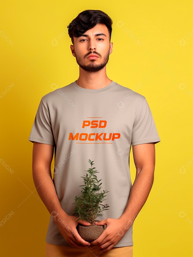 Editable Gray PSD T-shirt Mockup